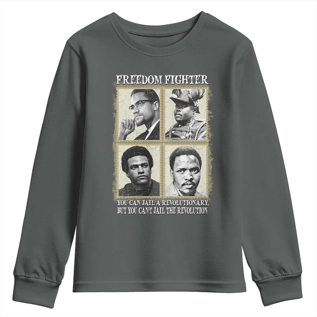Freedom Fighters Heritage Youth Sweatshirt Malcolm X Marcus Garvey Huey P Newton Steve Biko Revolution TS02 Dark Heather Print Your Wear