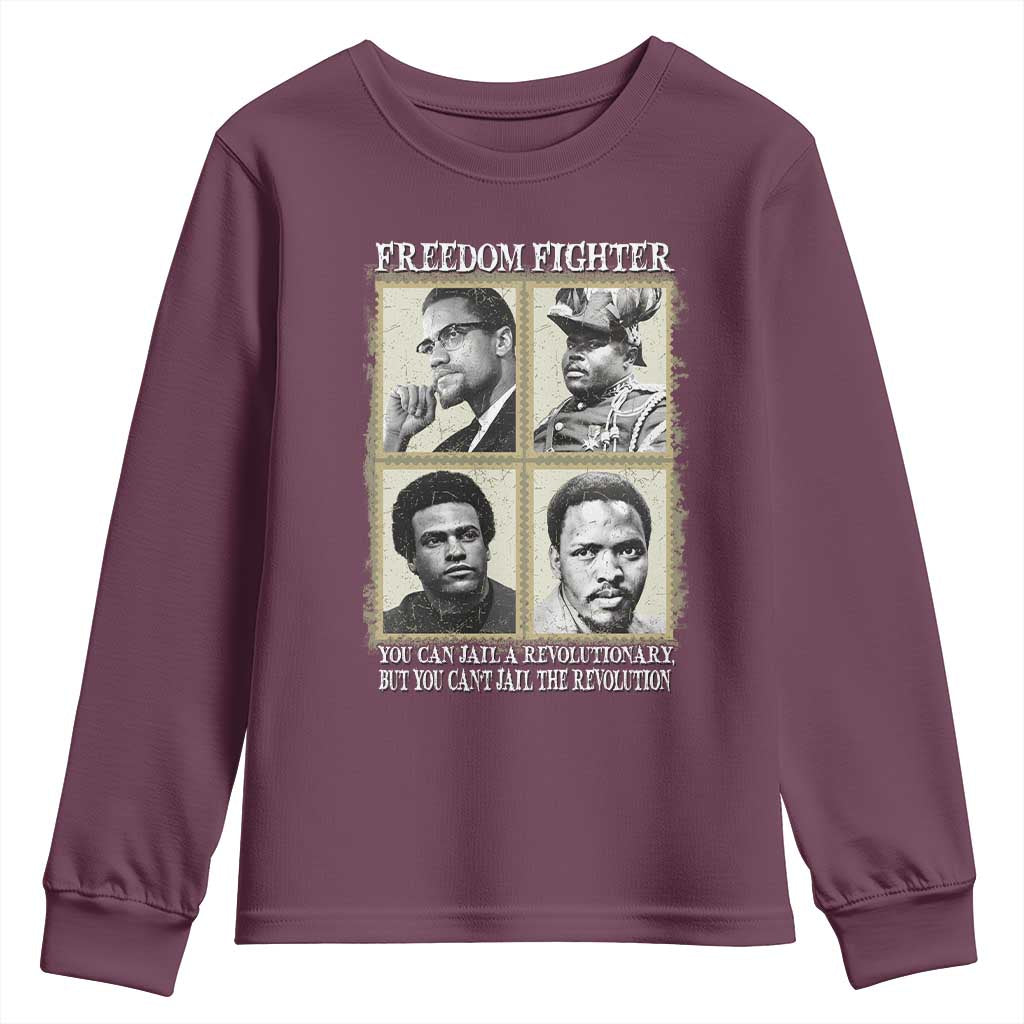 Freedom Fighters Heritage Youth Sweatshirt Malcolm X Marcus Garvey Huey P Newton Steve Biko Revolution TS02 Maroon Print Your Wear