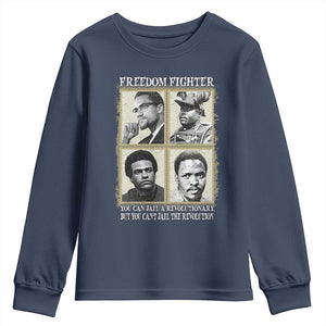 Freedom Fighters Heritage Youth Sweatshirt Malcolm X Marcus Garvey Huey P Newton Steve Biko Revolution TS02 Navy Print Your Wear