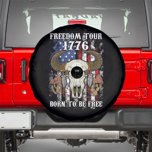 Freedom Tour 1776 Western Spare Tire Cover Born To Be Free Buffalo Skull 4th of July Patriot TS02 Black Print Your Wear