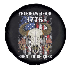 Freedom Tour 1776 Western Spare Tire Cover Born To Be Free Buffalo Skull 4th of July Patriot TS02 Print Your Wear