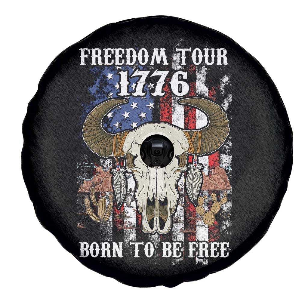 Freedom Tour 1776 Western Spare Tire Cover Born To Be Free Buffalo Skull 4th of July Patriot TS02 Print Your Wear