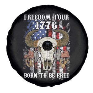 Freedom Tour 1776 Western Spare Tire Cover Born To Be Free Buffalo Skull 4th of July Patriot TS02 Print Your Wear