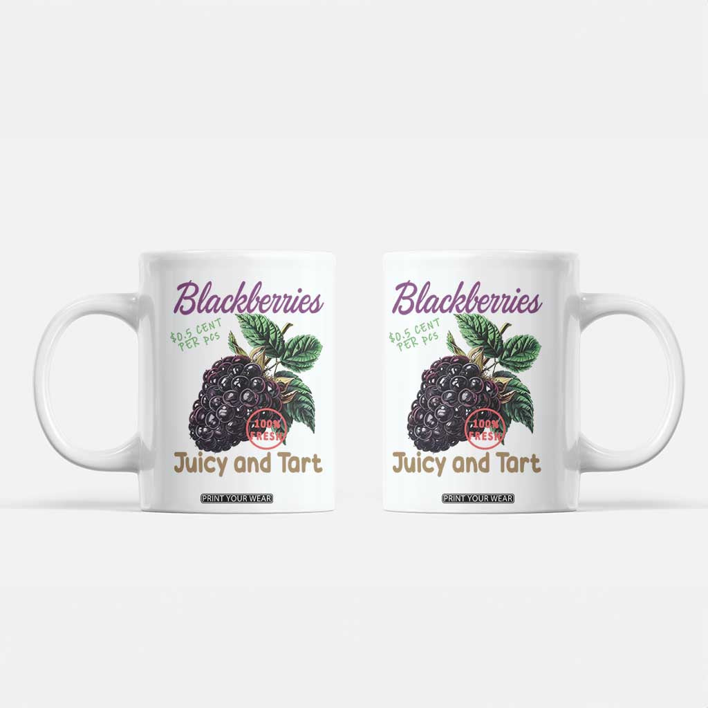 Fresh Juicy Blackberries Coffee Mug Retro Vintage Backberry Farmers Market TS02 White Print Your Wear