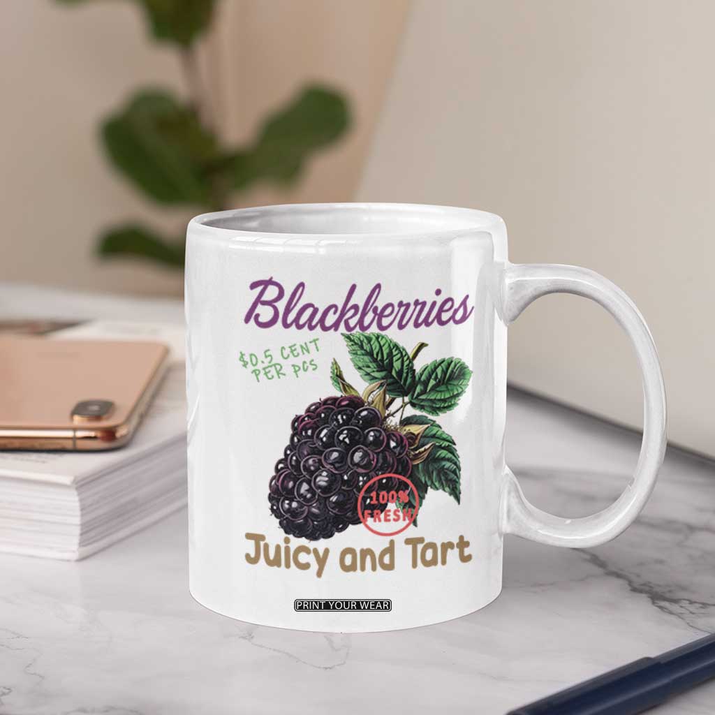 Fresh Juicy Blackberries Coffee Mug Retro Vintage Backberry Farmers Market TS02 Print Your Wear