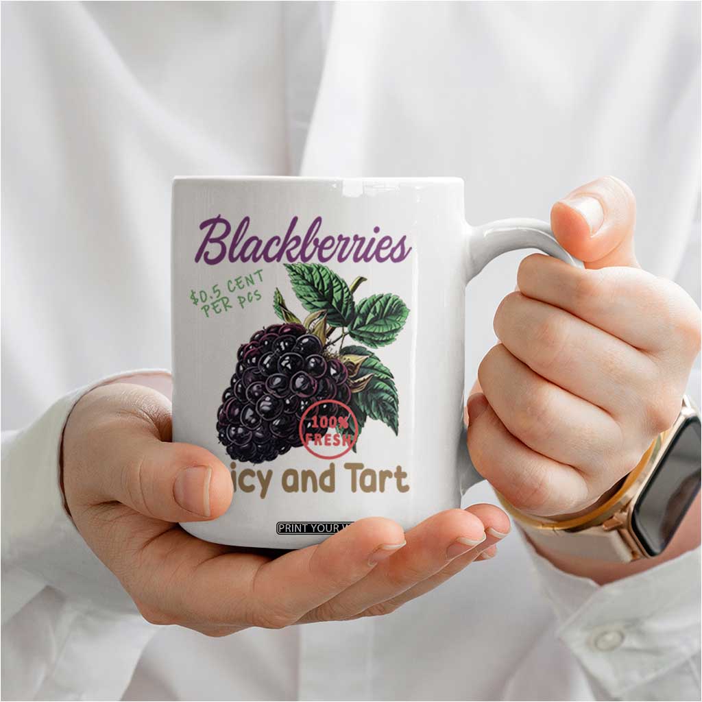 Fresh Juicy Blackberries Coffee Mug Retro Vintage Backberry Farmers Market TS02 Print Your Wear