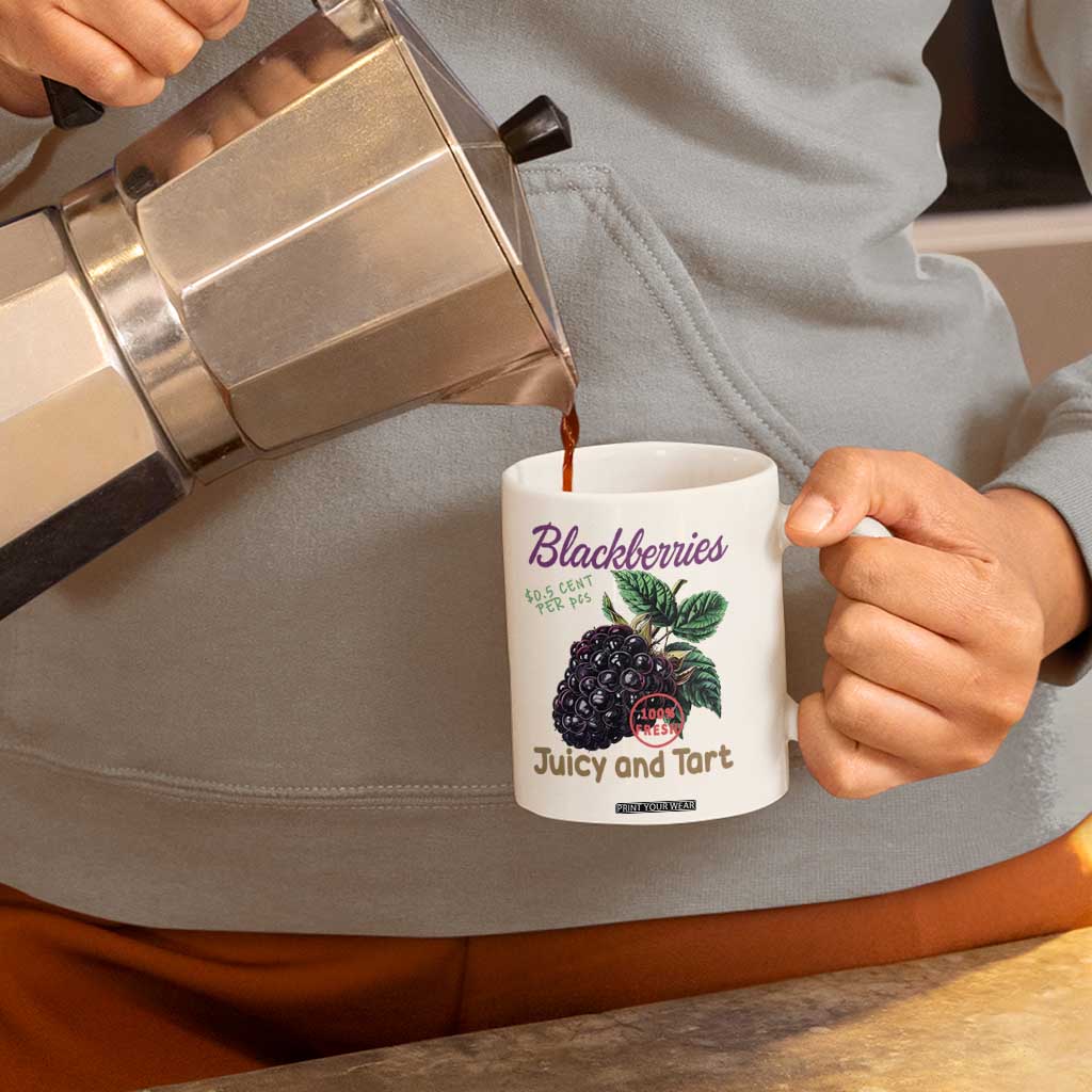 Fresh Juicy Blackberries Coffee Mug Retro Vintage Backberry Farmers Market TS02 Print Your Wear