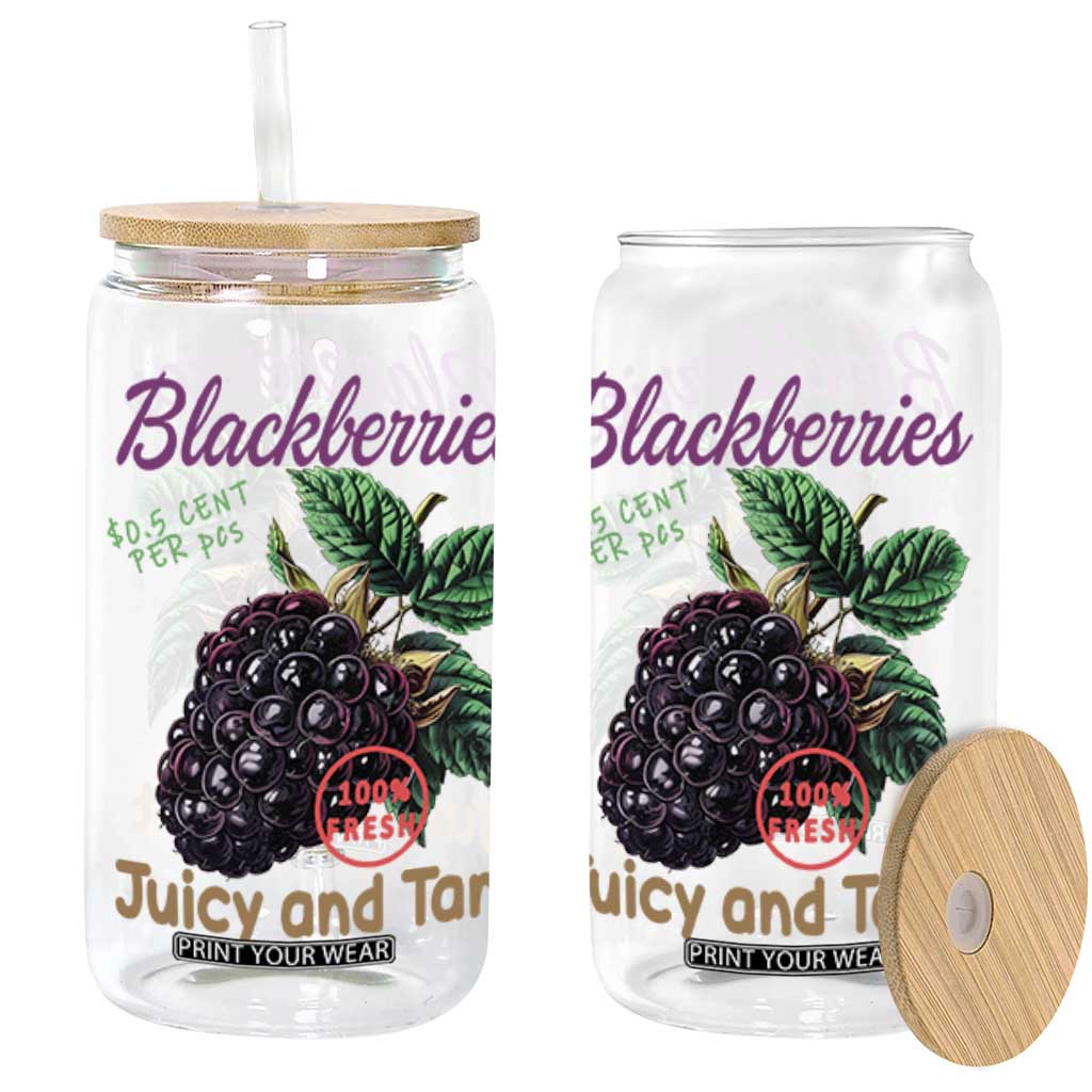 Fresh Juicy Blackberries Glass Can Retro Vintage Backberry Farmers Market TS02 White Print Your Wear