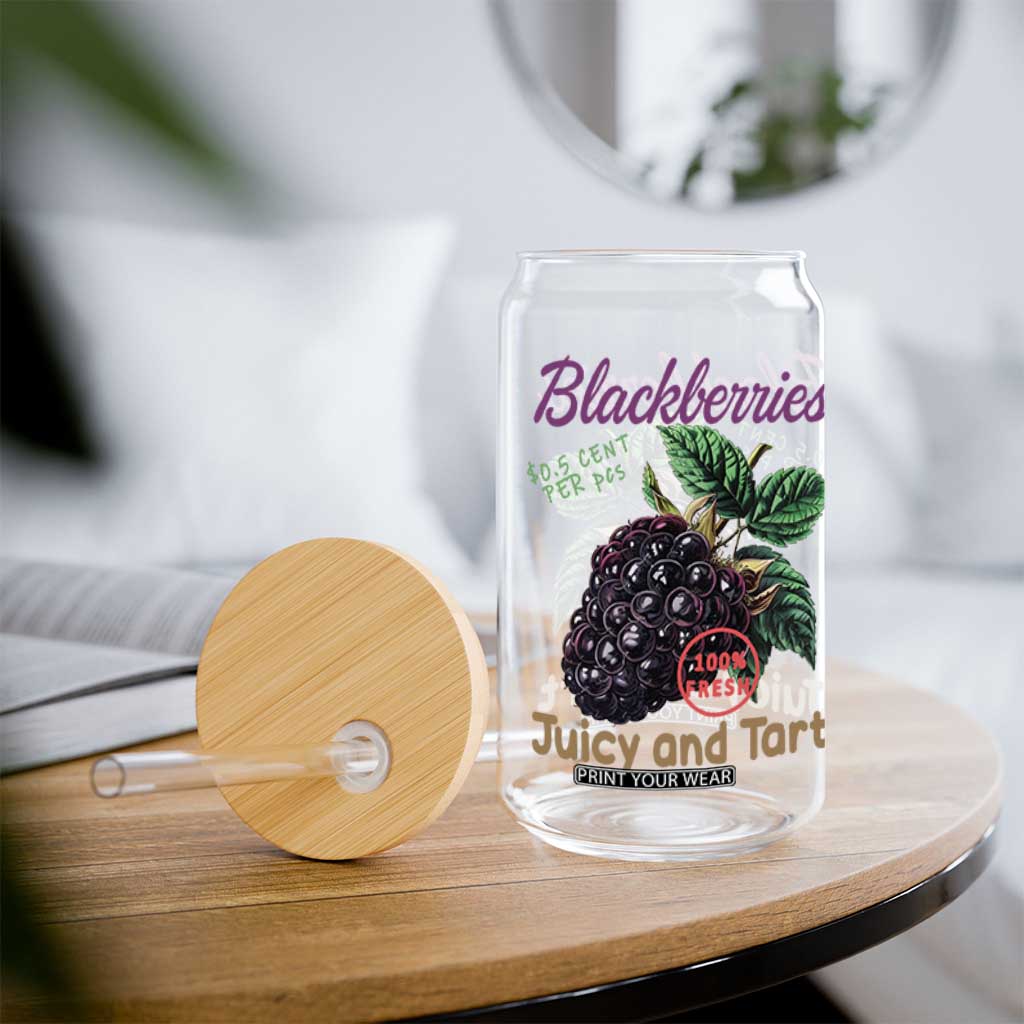 Fresh Juicy Blackberries Glass Can Retro Vintage Backberry Farmers Market TS02 Print Your Wear