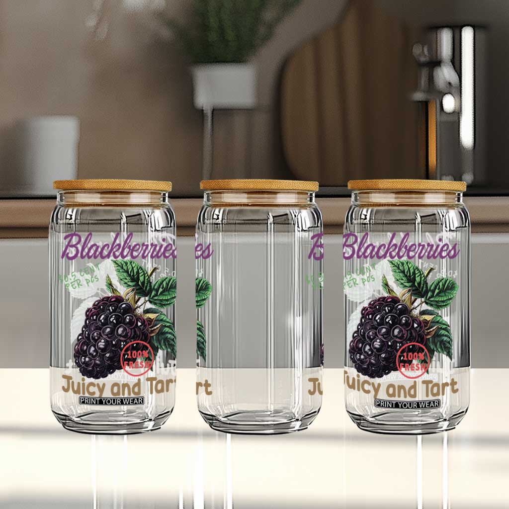Fresh Juicy Blackberries Glass Can Retro Vintage Backberry Farmers Market TS02 Print Your Wear