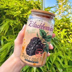 Fresh Juicy Blackberries Glass Can Retro Vintage Backberry Farmers Market TS02 Print Your Wear