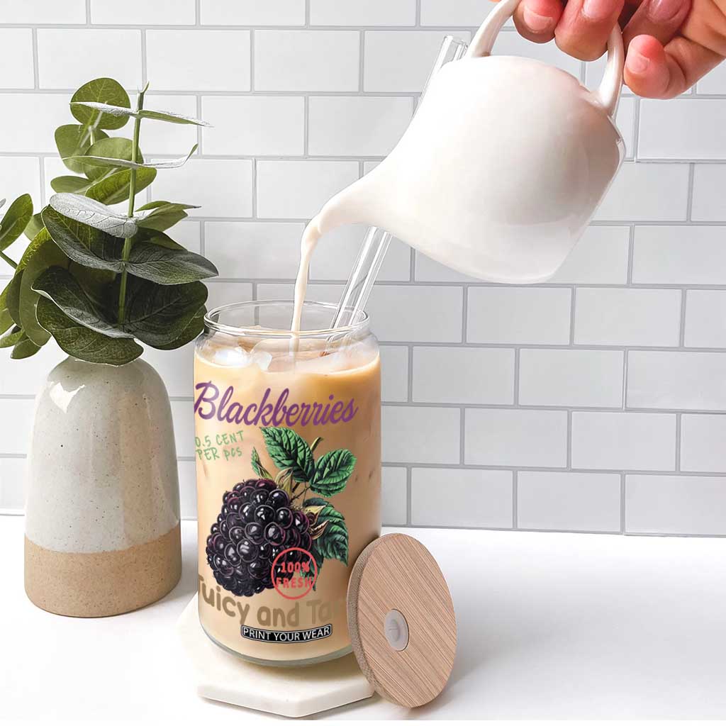 Fresh Juicy Blackberries Glass Can Retro Vintage Backberry Farmers Market TS02 Print Your Wear