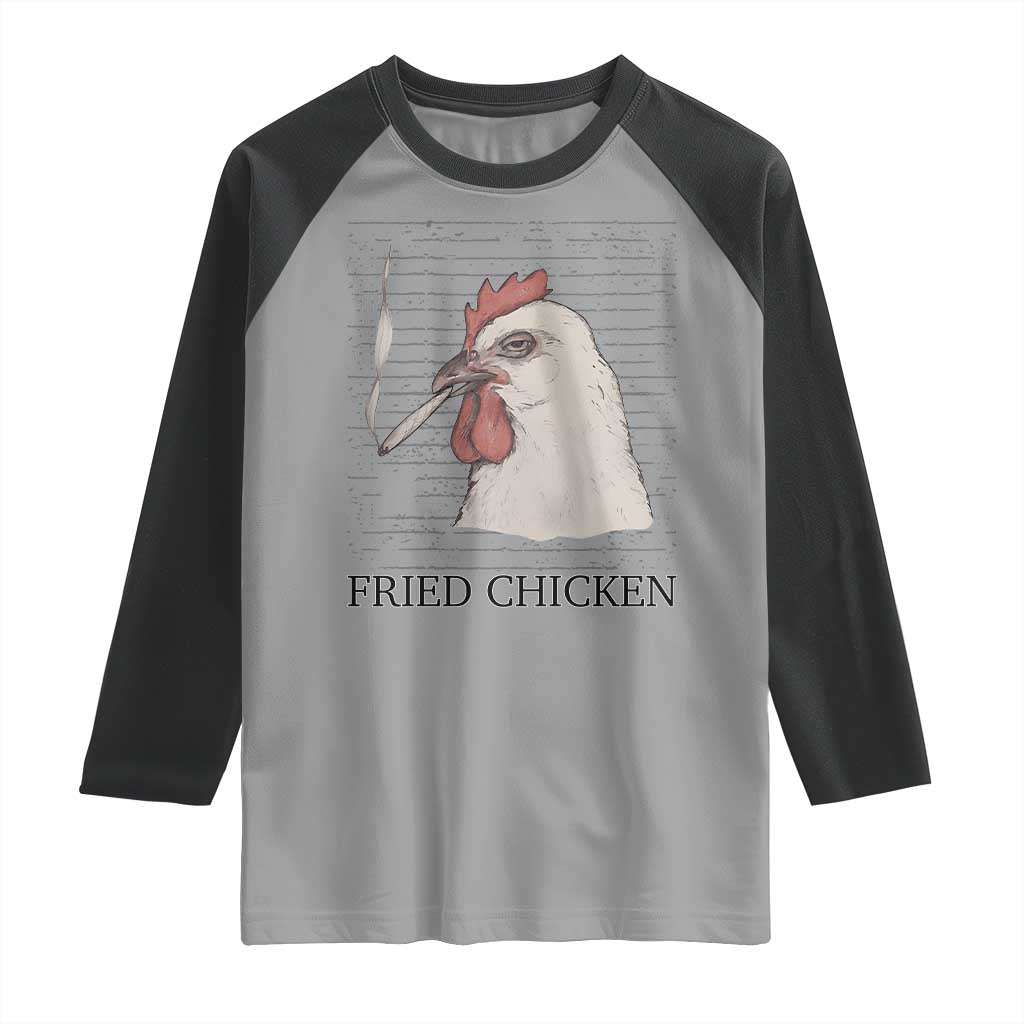 Fried Chicken 420 Raglan Shirt Funny Weed Stoner Cannabis TS10 Sport Gray Black Print Your Wear