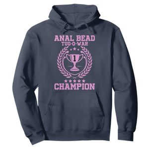 Funny #1 Anal Bead Tug O War Champion Hoodie Pink Adult Humor Cringe - PrintYourWear Size: S Color: Navy