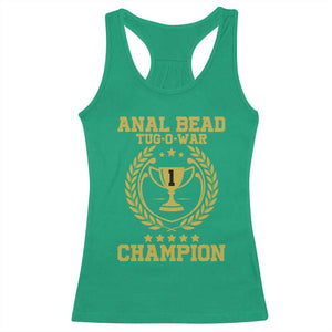 Funny #1 Anal Bead Tug O War Champion Racerback Tank Top Adult Humor Cringe - PrintYourWear Size: XS Color: Irish Green