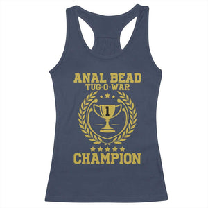 Funny #1 Anal Bead Tug O War Champion Racerback Tank Top Adult Humor Cringe - PrintYourWear Size: XS Color: Navy