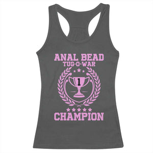 Funny #1 Anal Bead Tug O War Champion Racerback Tank Top Pink Adult Humor Cringe - PrintYourWear Size: XS Color: Dark Heather