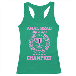 Funny #1 Anal Bead Tug O War Champion Racerback Tank Top Pink Adult Humor Cringe - PrintYourWear Size: XS Color: Irish Green