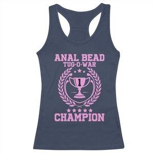 Funny #1 Anal Bead Tug O War Champion Racerback Tank Top Pink Adult Humor Cringe - PrintYourWear Size: XS Color: Navy