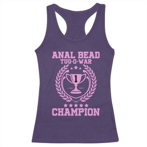 Funny #1 Anal Bead Tug O War Champion Racerback Tank Top Pink Adult Humor Cringe - PrintYourWear Size: XS Color: Purple