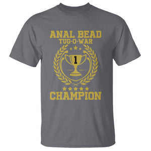 Funny Cringe Comedy T-Shirt – #1 Anal Bead Tug O’ War Champion Gag Tee | Print Your Wear Size: S Color: Charcoal
