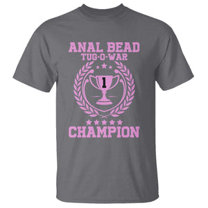 Funny #1 Anal Bead Tug O War Champion T Shirt Pink Adult Humor Cringe - PrintYourWear Size: S Color: Charcoal