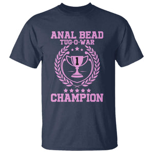 Funny #1 Anal Bead Tug O War Champion T Shirt Pink Adult Humor Cringe - PrintYourWear Size: S Color: Navy