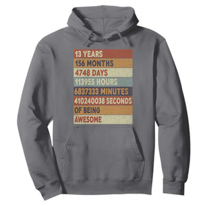 Funny 13th Birthday Hoodie 13 Years 156 Months 4748 Days Vintage Retro TS11 Charcoal Print Your Wear