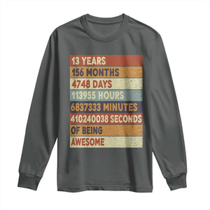 Funny 13th Birthday Long Sleeve Shirt 13 Years 156 Months 4748 Days Vintage Retro TS11 Dark Heather Print Your Wear
