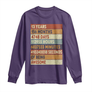 Funny 13th Birthday Long Sleeve Shirt 13 Years 156 Months 4748 Days Vintage Retro TS11 Purple Print Your Wear