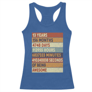 Funny 13th Birthday Racerback Tank Top 13 Years 156 Months 4748 Days Vintage Retro TS11 Royal Blue Print Your Wear