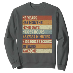 Funny 13th Birthday Sweatshirt 13 Years 156 Months 4748 Days Vintage Retro TS11 Dark Heather Print Your Wear
