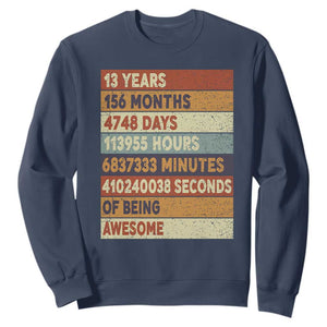 Funny 13th Birthday Sweatshirt 13 Years 156 Months 4748 Days Vintage Retro TS11 Navy Print Your Wear