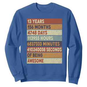 Funny 13th Birthday Sweatshirt 13 Years 156 Months 4748 Days Vintage Retro TS11 Royal Blue Print Your Wear