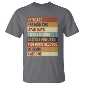 Funny 13th Birthday T Shirt 13 Years 156 Months 4748 Days Vintage Retro TS11 Charcoal Print Your Wear