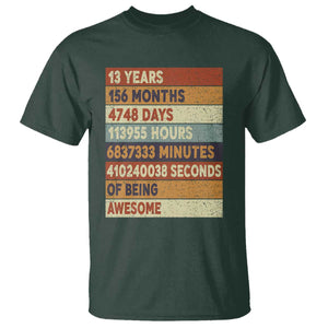 Funny 13th Birthday T Shirt 13 Years 156 Months 4748 Days Vintage Retro TS11 Dark Forest Green Print Your Wear