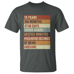 Funny 13th Birthday T Shirt 13 Years 156 Months 4748 Days Vintage Retro TS11 Dark Heather Print Your Wear