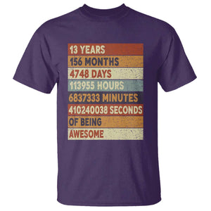 Funny 13th Birthday T Shirt 13 Years 156 Months 4748 Days Vintage Retro TS11 Purple Print Your Wear