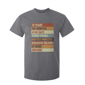 Funny 13th Birthday T Shirt For Kid 13 Years 156 Months 4748 Days Vintage Retro TS11 Charcoal Print Your Wear