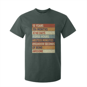 Funny 13th Birthday T Shirt For Kid 13 Years 156 Months 4748 Days Vintage Retro TS11 Dark Forest Green Print Your Wear