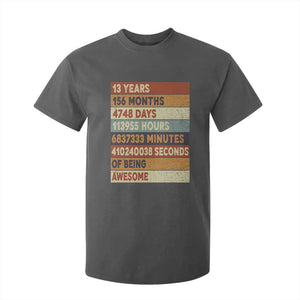 Funny 13th Birthday T Shirt For Kid 13 Years 156 Months 4748 Days Vintage Retro TS11 Dark Heather Print Your Wear