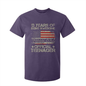 Funny 13th Birthday T Shirt For Kid Vintage 2012 Official Teenager 13 Years Of Being Awesome USA Flag TS11 Purple Print Your Wear
