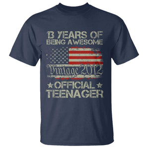 Funny 13th Birthday T Shirt Vintage 2012 Official Teenager 13 Years Of Being Awesome USA Flag TS11 Navy Print Your Wear