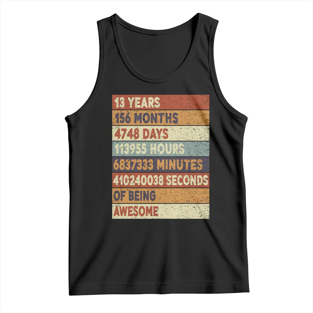 Funny 13th Birthday Tank Top 13 Years 156 Months 4748 Days Vintage Retro TS11 Black Print Your Wear