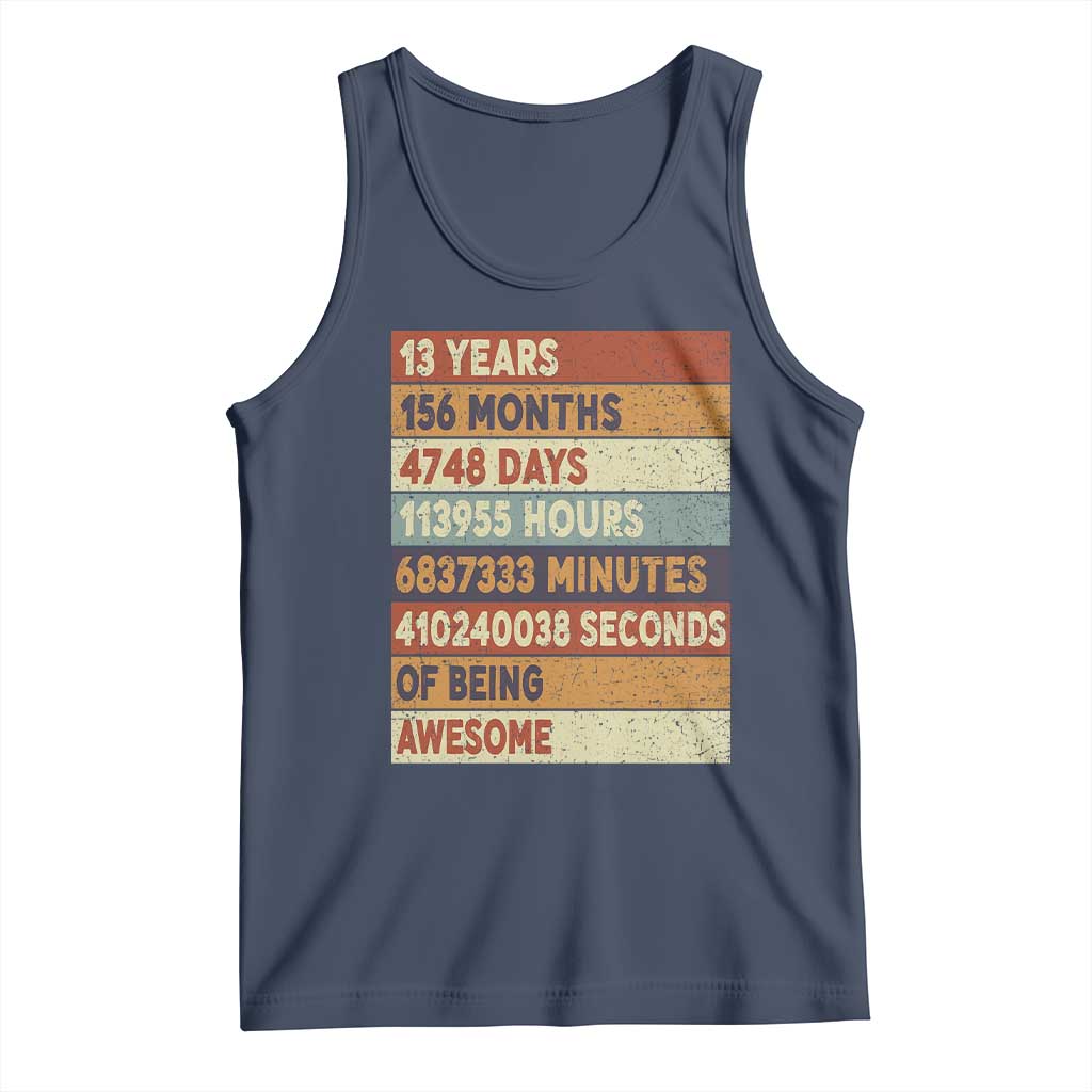 Funny 13th Birthday Tank Top 13 Years 156 Months 4748 Days Vintage Retro TS11 Navy Print Your Wear