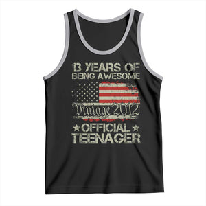 Funny 13th Birthday Tank Top Vintage 2012 Official Teenager 13 Years Of Being Awesome USA Flag TS11 Black Athletic Heather Print Your Wear