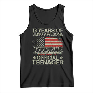 Funny 13th Birthday Tank Top Vintage 2012 Official Teenager 13 Years Of Being Awesome USA Flag TS11 Black Print Your Wear