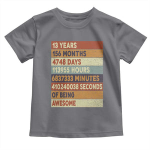 Funny 13th Birthday Toddler T Shirt 13 Years 156 Months 4748 Days Vintage Retro TS11 Charcoal Print Your Wear