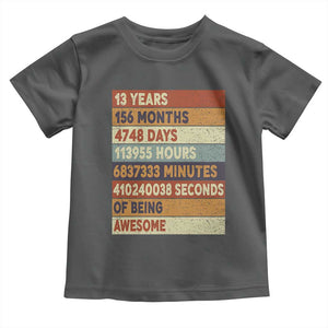 Funny 13th Birthday Toddler T Shirt 13 Years 156 Months 4748 Days Vintage Retro TS11 Dark Heather Print Your Wear