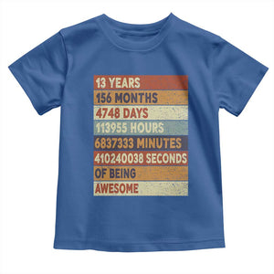 Funny 13th Birthday Toddler T Shirt 13 Years 156 Months 4748 Days Vintage Retro TS11 Royal Blue Print Your Wear